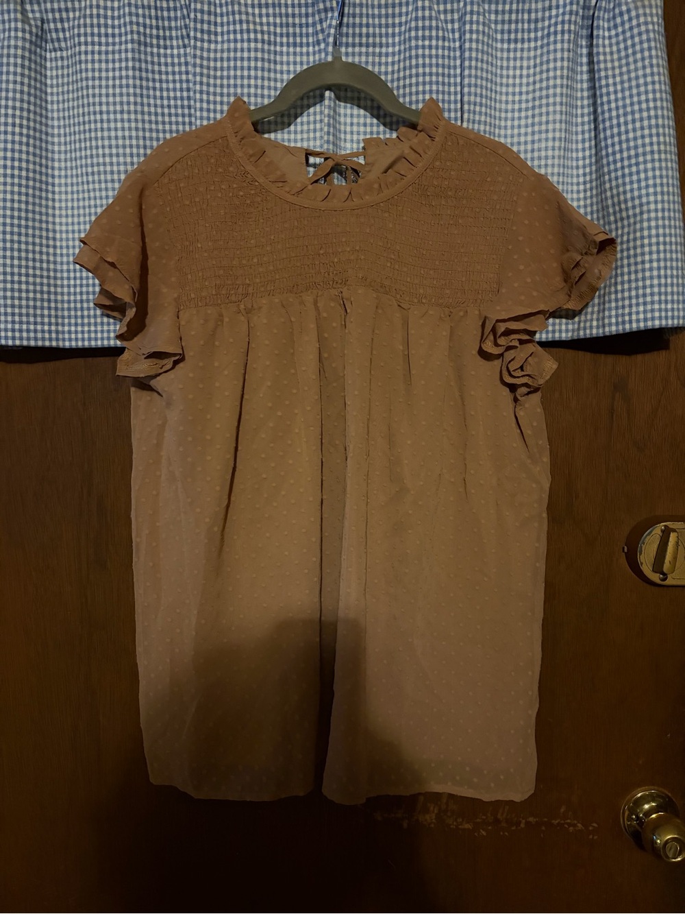 Women's Ruffle Sleeve Blouse - Brown